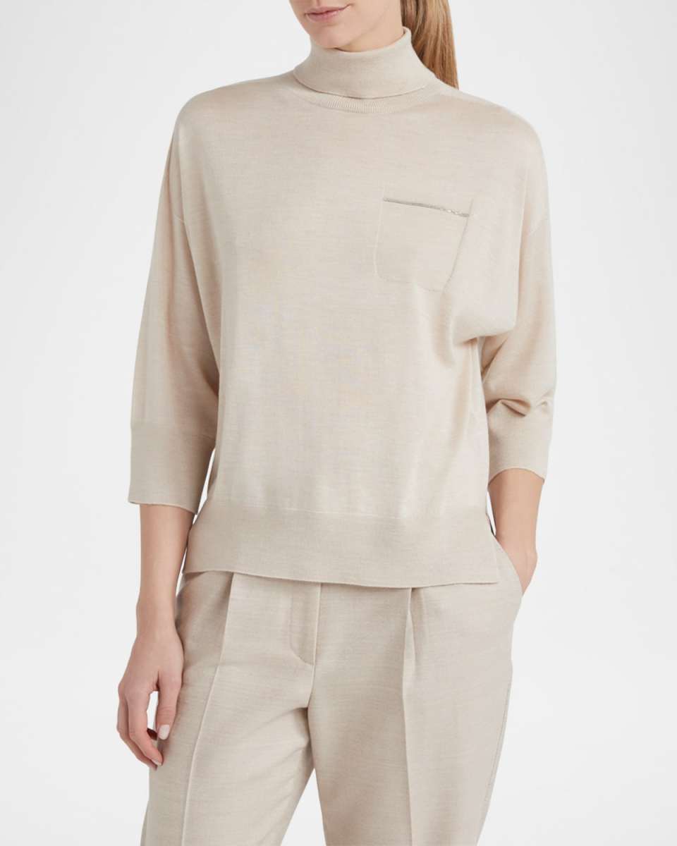 Turtleneck Cashmere-Silk Sweater